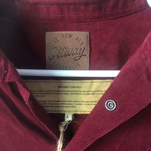 OTTWAY, Australian Brand Burgundy Corduroy Shirt - Picture 6 of 7
